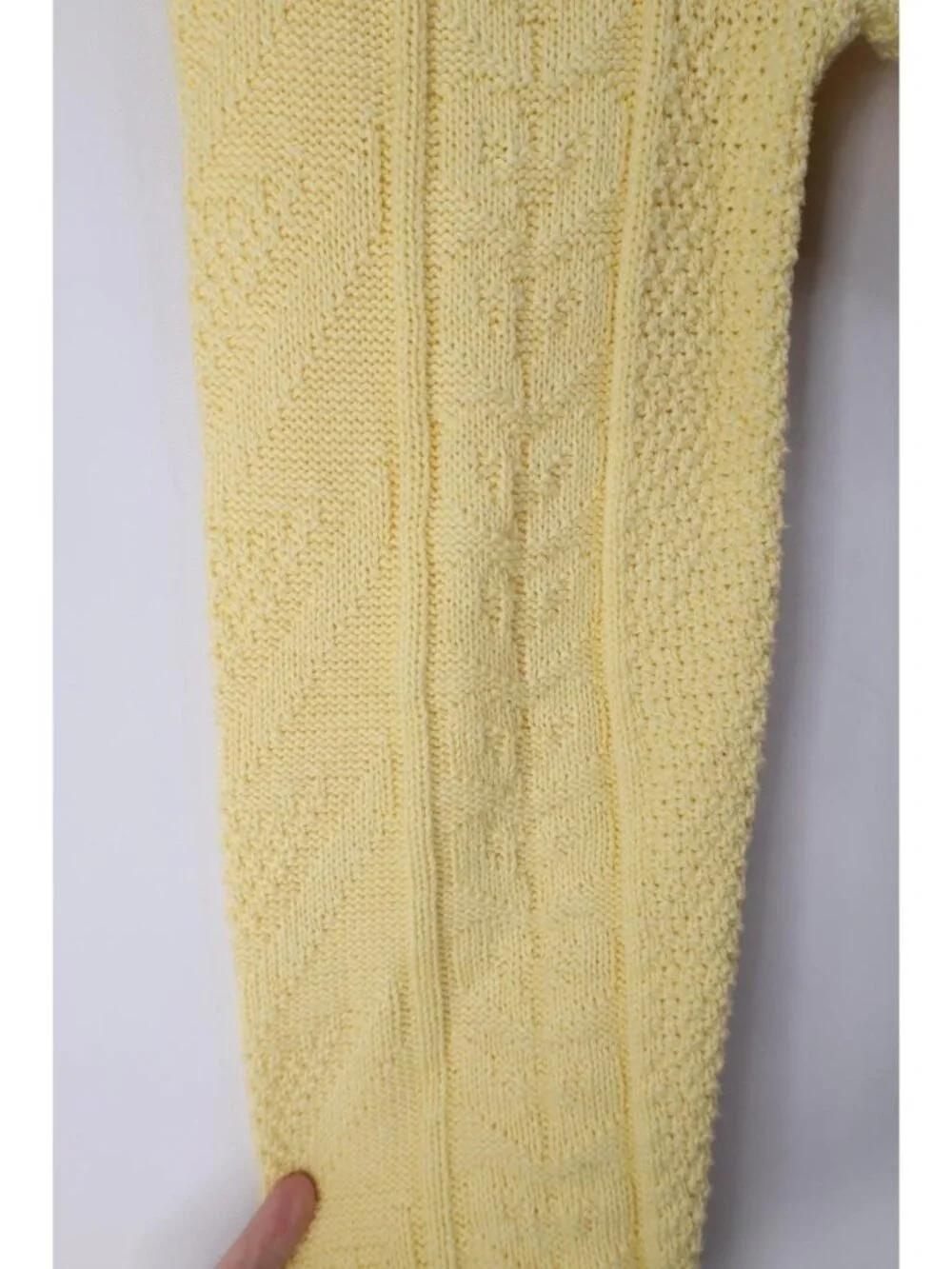 Vintage 90s Streetwear Mens Medium Geometric Cotton Knit Sweater Yellow USA